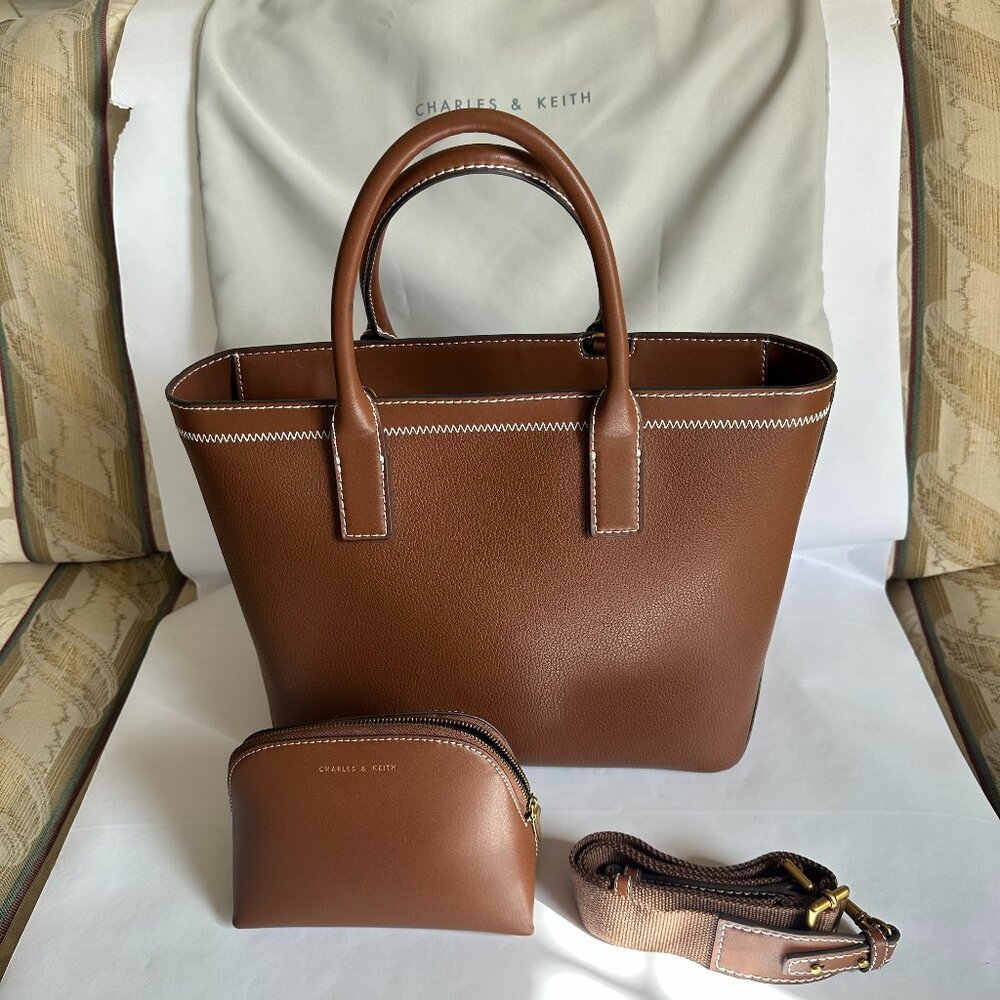 Brown Tote by Charles & Keith